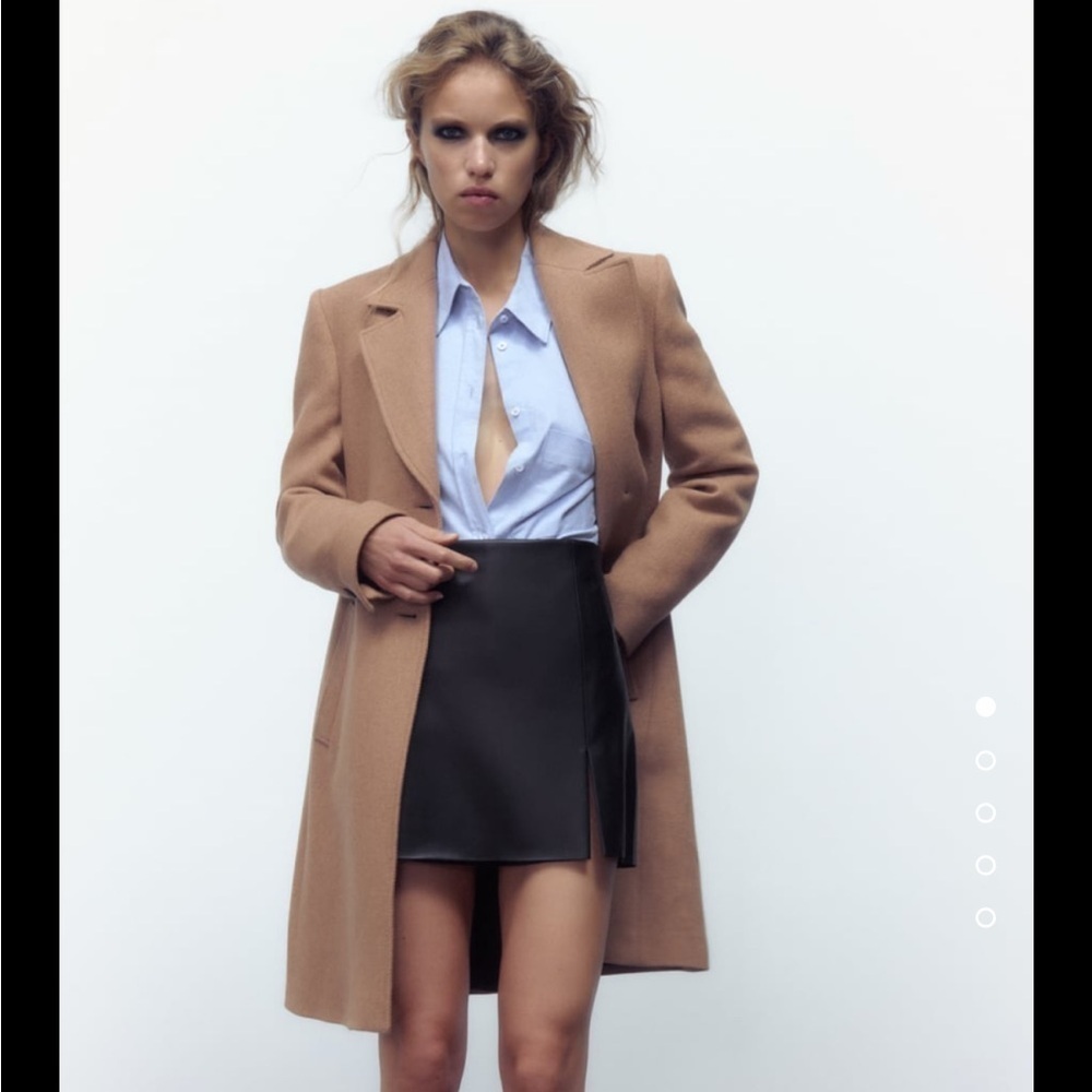Zara FITTED WOOL BLEND COAT size XXL in TAUPE BROWN